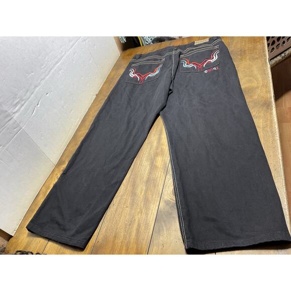Vintage Y2K Hip Hop Black Embroidered Coogi Jeans Size 40x32 - Picture 3 of 15
